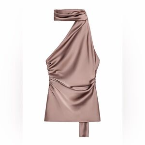 Zara Satin Soft Plum Halter Top